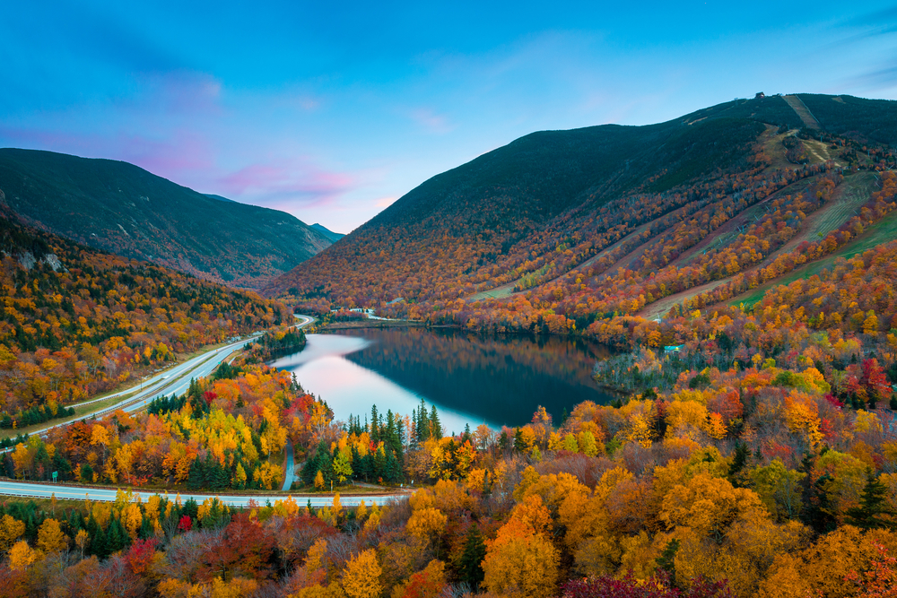 Fall colors in Franconia Notch State Park, White Mountain National Forest, New Hampshire