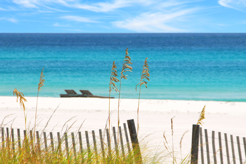 Beautiful white sands and emerald water florida beaches